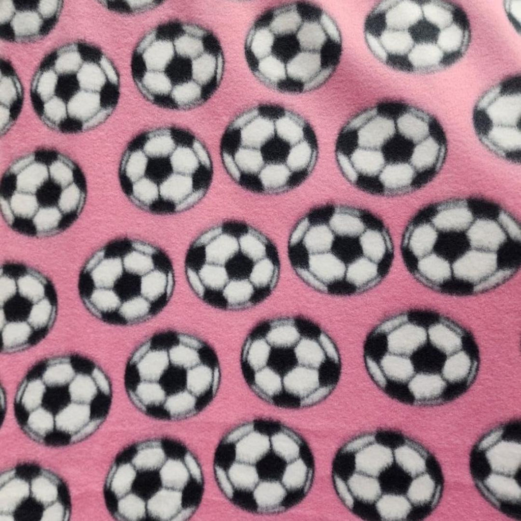 Pink Soccer Print - Anti Pill Theme Fleece Fabric, 60” Inches Wide – Sold By The Yard