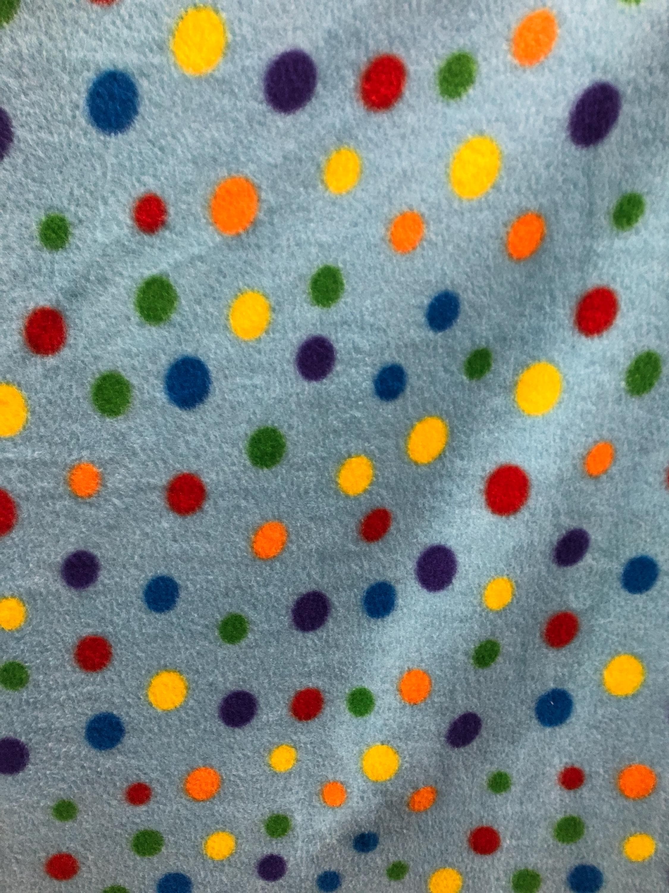 Multicolor Polka Dot Blue Print - Anti Pill Theme Fleece Fabric, 60” Inches Wide – Sold By The Yard