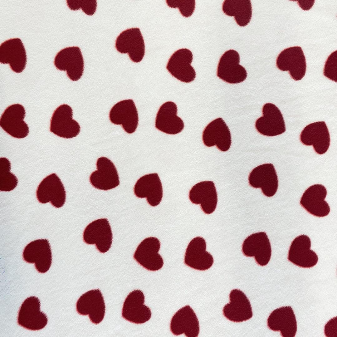 Red Hearts Print - Anti Pill Theme Fleece Fabric, 60” Inches Wide – Sold By The Yard