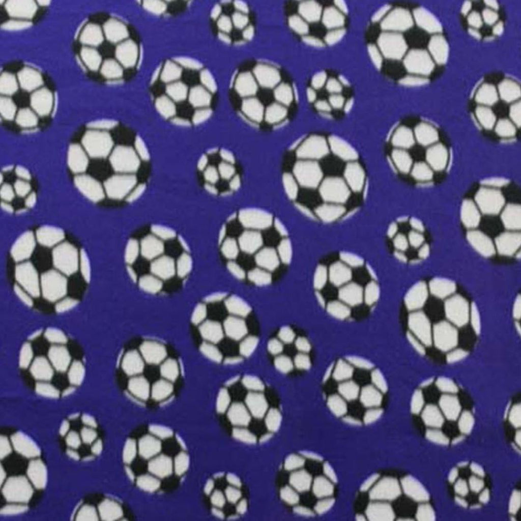 Purple Soccer Print - Anti Pill Theme Fleece Fabric, 60” Inches Wide – Sold By The Yard
