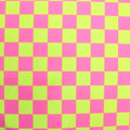 Neon Checkers Yellow/Pink - 4 Way Stretch Fabric By The Yard - 60" Wide Spandex Fabric - Thick and Heavy Spandex Fabric
