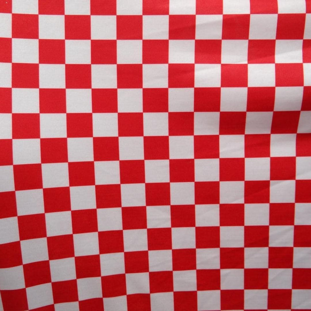 Red and White Checkered Print - 4 Way Stretch Fabric By The Yard - 60" Wide Spandex Fabric - Thick and Heavy Spandex Fabric
