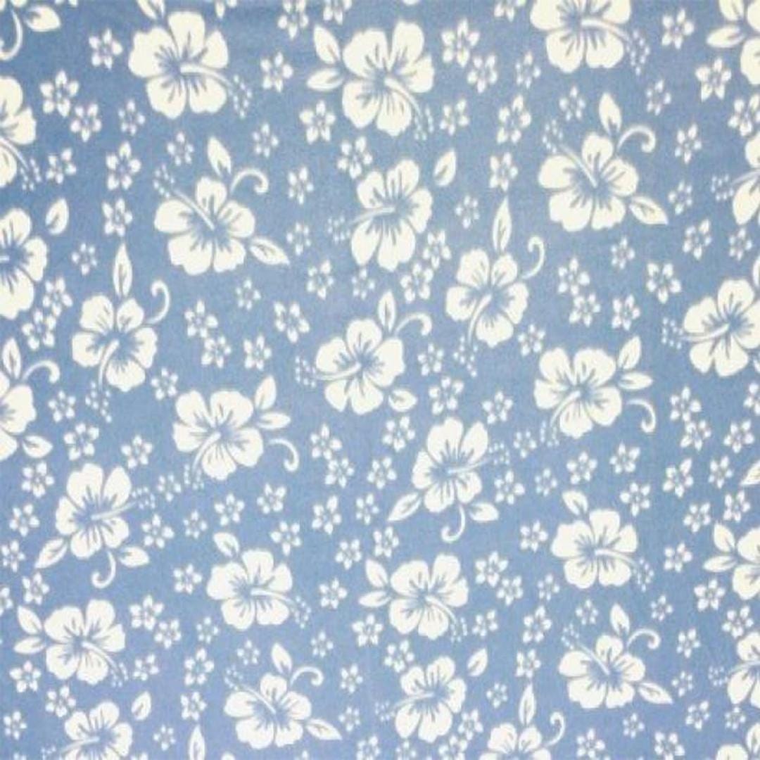 Hawaiian Print - Anti Pill Theme Fleece Fabric, 60” Inches Wide – Sold By The Yard Lt Blue