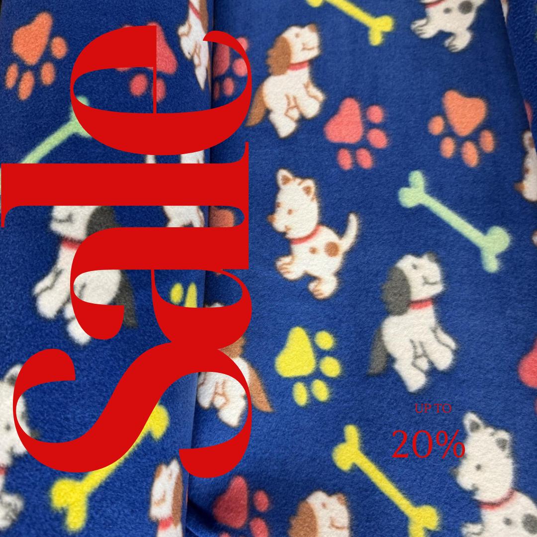 Puppies and Bones Print - Anti Pill Theme Fleece Fabric, 60” Inches Wide – Sold By The Yard
