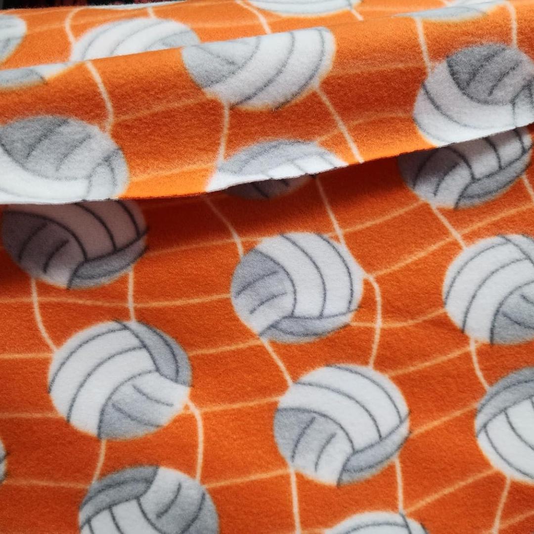 Orange Volleyball Print- Anti Pill Theme Fleece Fabric, 60” Inches Wide – Sold By The Yard