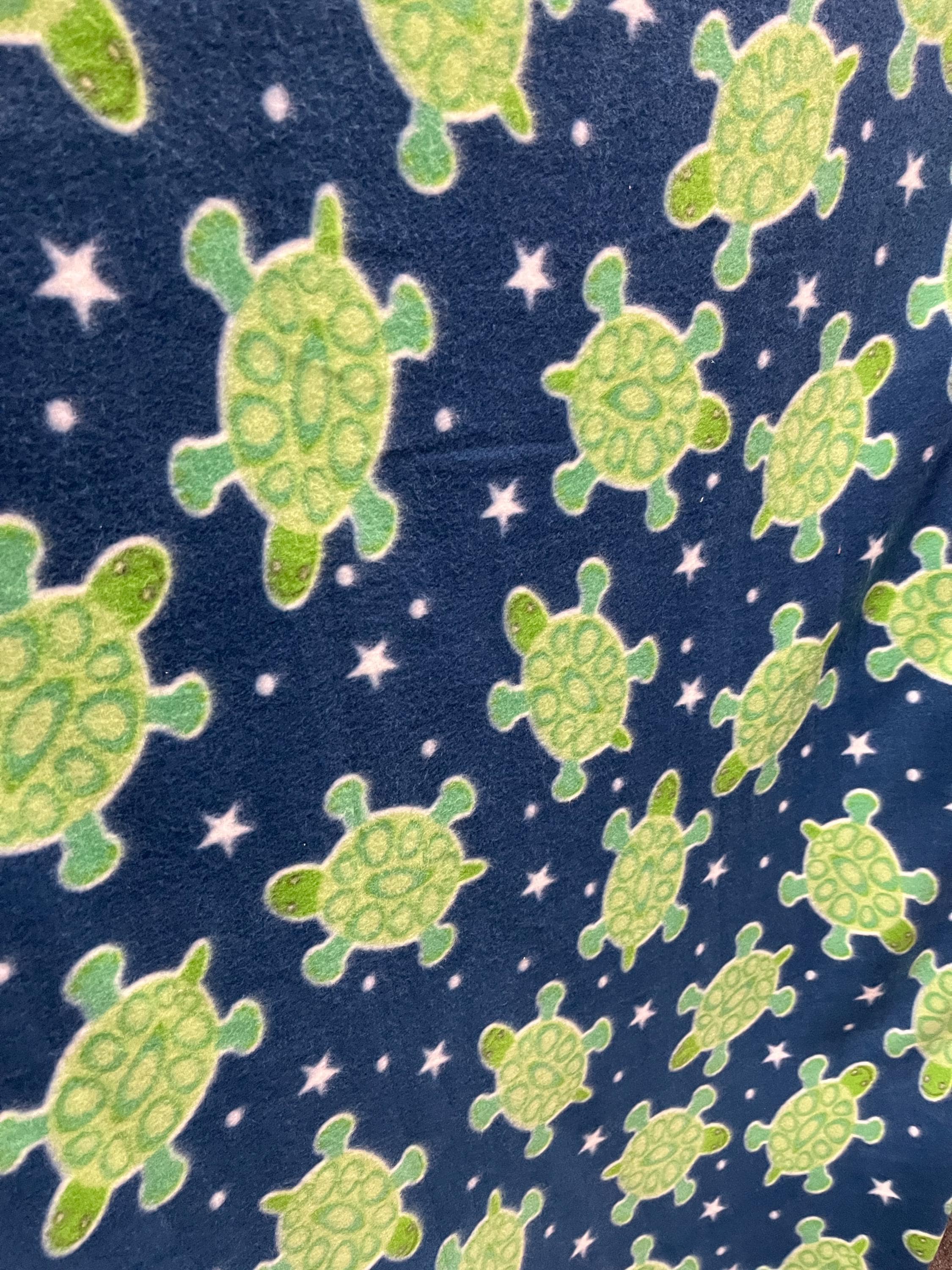 Green Turtles  Print - Anti Pill Theme Fleece Fabric, 60” Inches Wide – Sold By The Yard