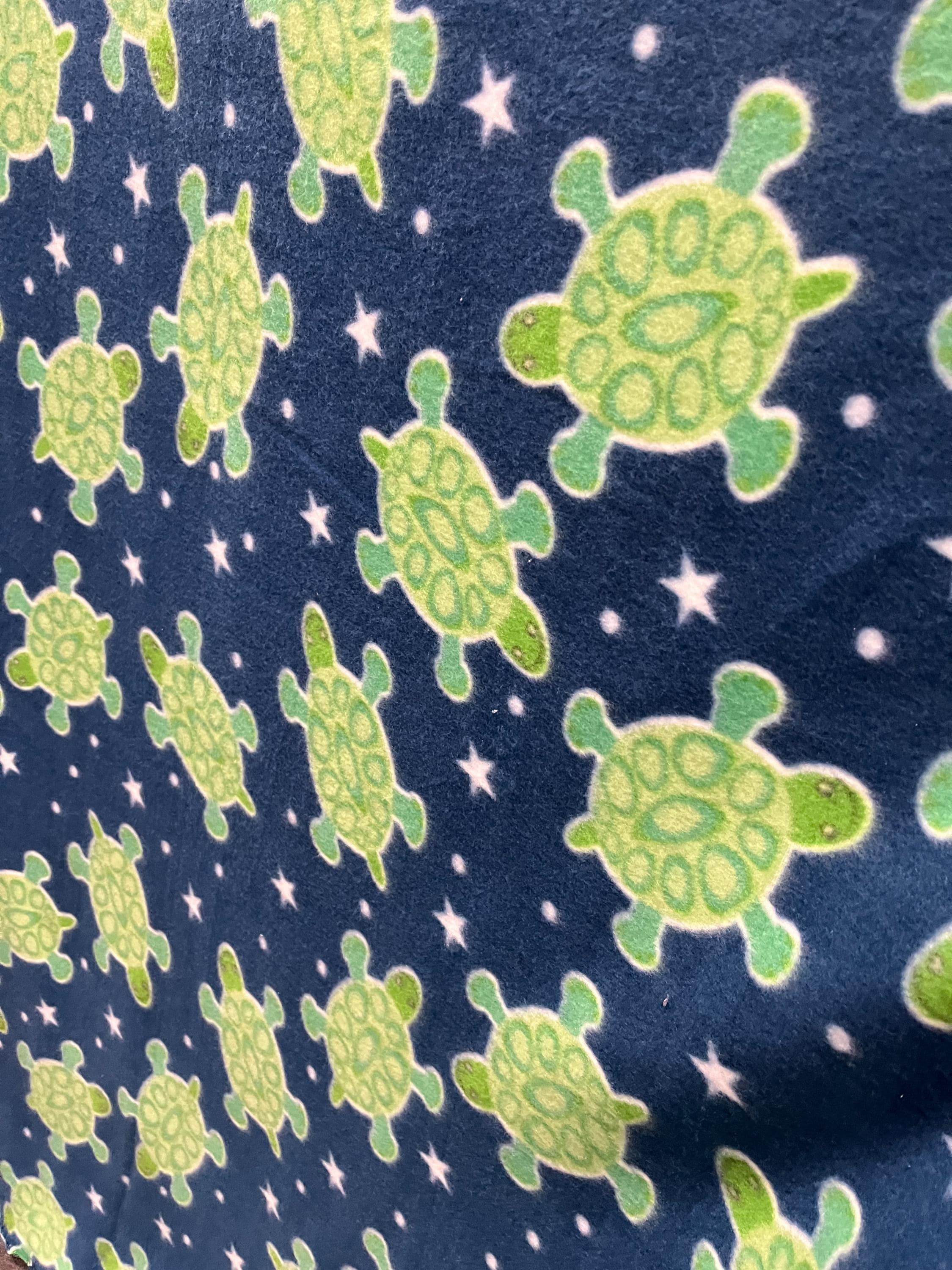 Green Turtles  Print - Anti Pill Theme Fleece Fabric, 60” Inches Wide – Sold By The Yard