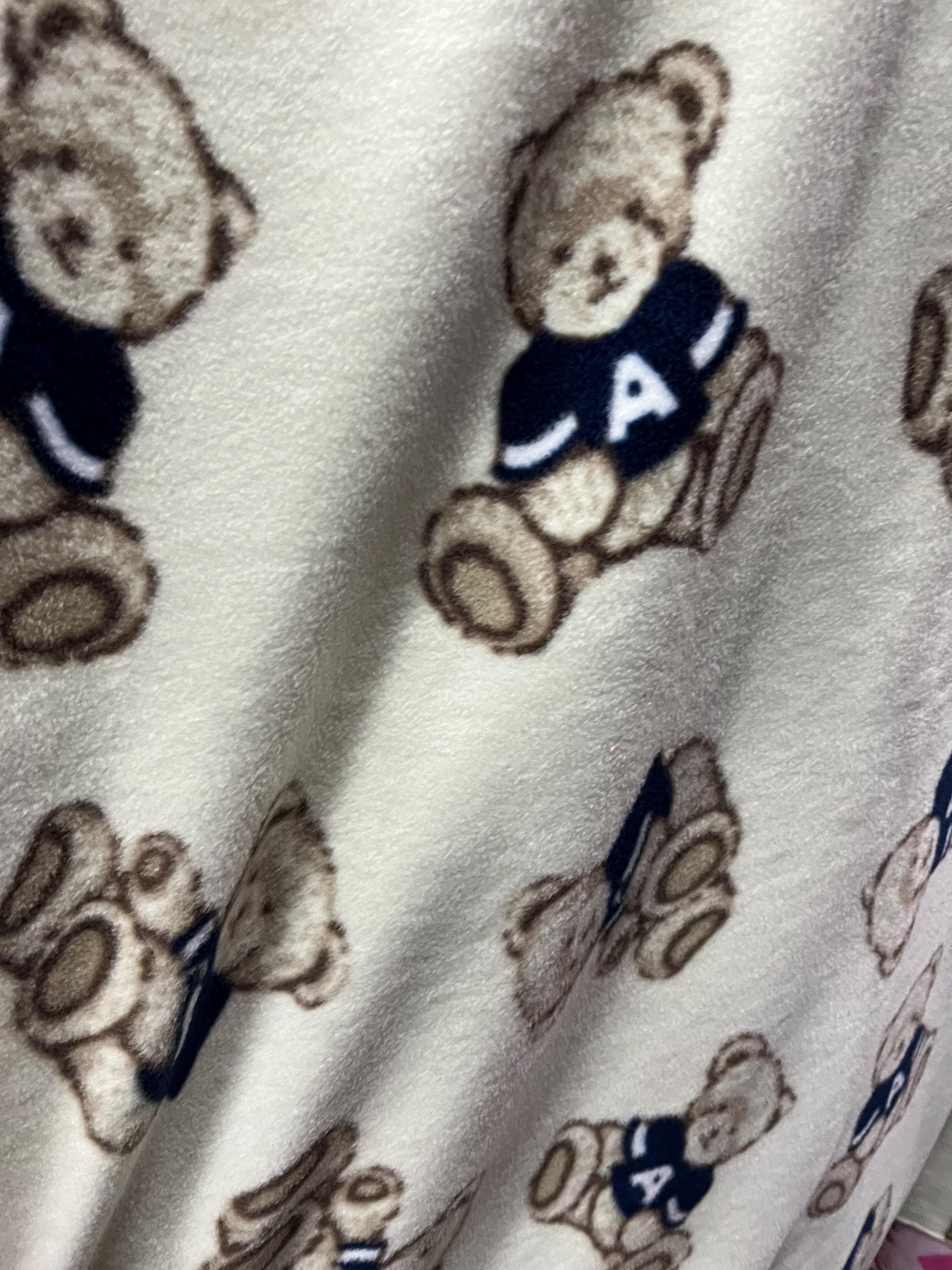 Teddy Bear Print - Anti Pill Theme Fleece Fabric, 60” Inches Wide – Sold By The Yard Beige