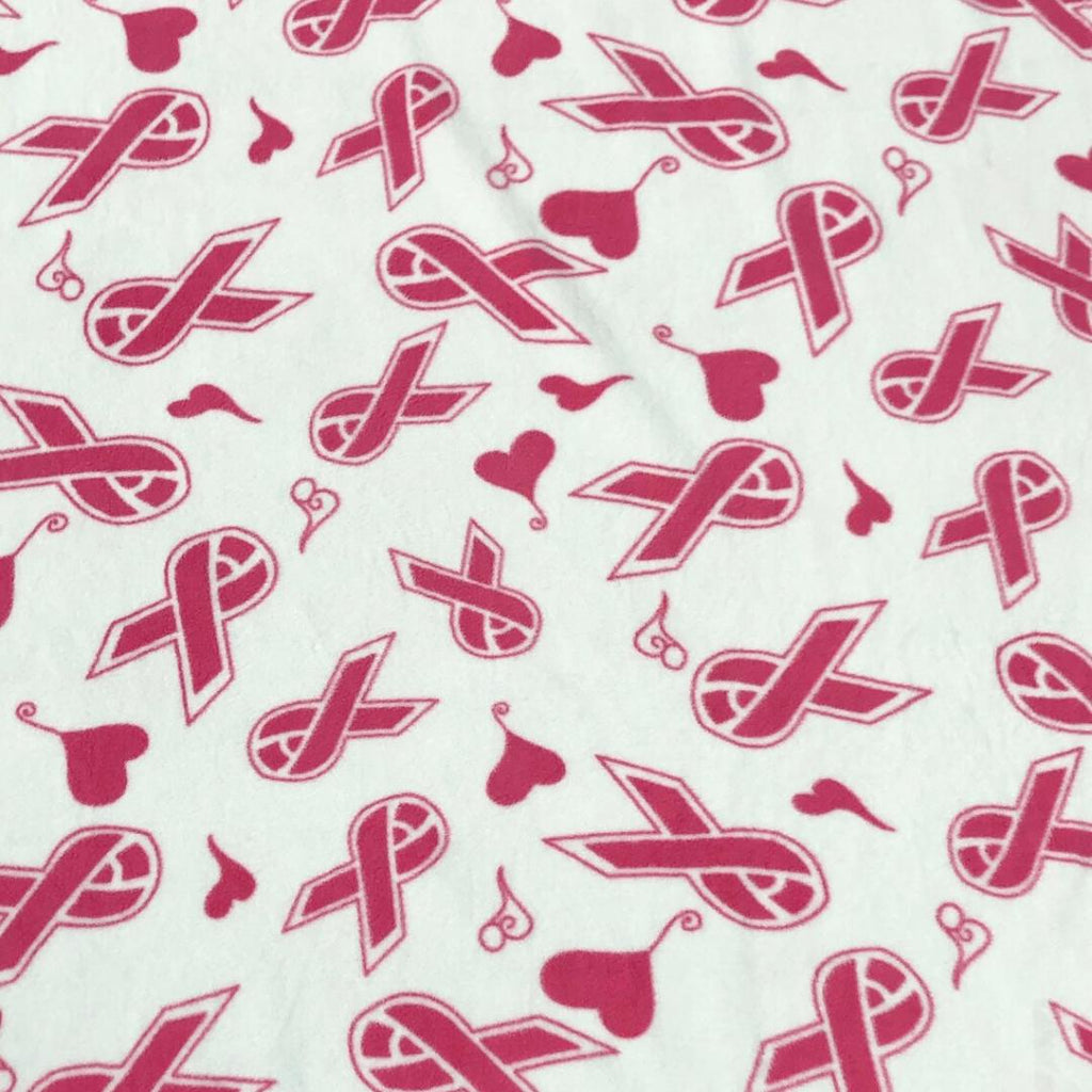 Pink Ribbon Prints - Anti Pill Theme Fleece Fabric, 60” Inches Wide – Sold By The Yard