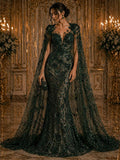 Luxury Butterfly Beaded Lace - Hunter - 3D Beaded Design with Embroidered Sequins and Beads On Mesh Lace Fabric for Prom Dress By The Yard