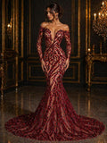 Luxurious Design Lace - Burgundy - 3D Beaded Design with Embroidered Sequins and Beads On a Mesh Lace Fabric for Prom Dress By The Yard