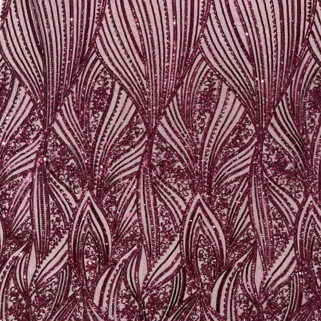 Luxury Shiny Sequin 4-Way Stretch Mesh Fabric – Prom & Evening Dress Material By The Yard. Burgundy