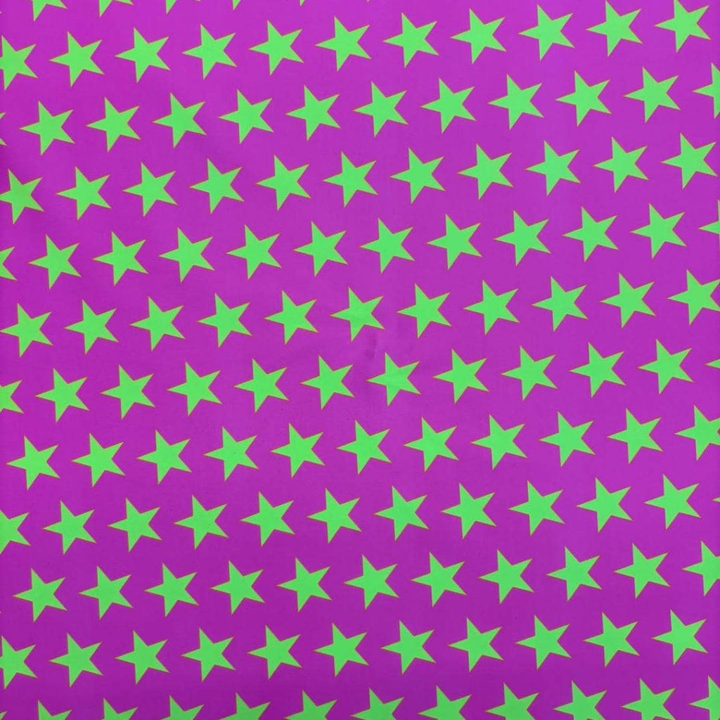 Black-light Reactive Pink and Yellow Star - 4 Way Stretch Fabric By The Yard - 60" Wide Spandex Fabric - Thick and Heavy Spandex Fabric