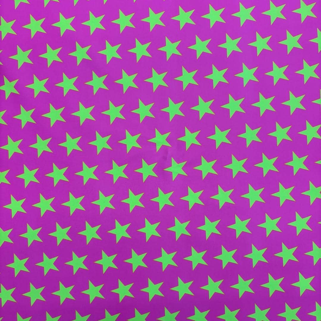 Black-light Reactive Pink and Yellow Star - 4 Way Stretch Fabric By The Yard - 60" Wide Spandex Fabric - Thick and Heavy Spandex Fabric