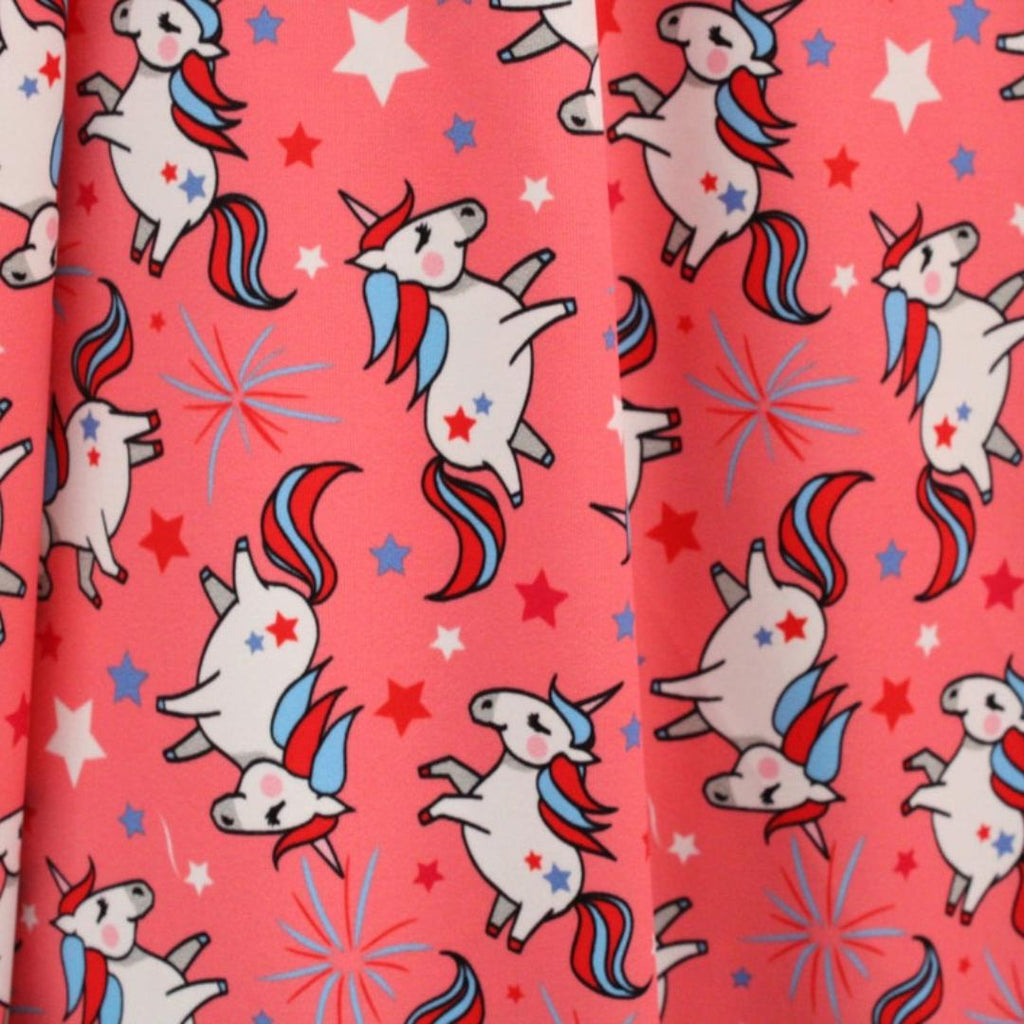 Fireworks & Unicorns Print - 4 Way Stretch Fabric By The Yard - 60" Wide Spandex Fabric - Thick and Heavy Spandex Fabric