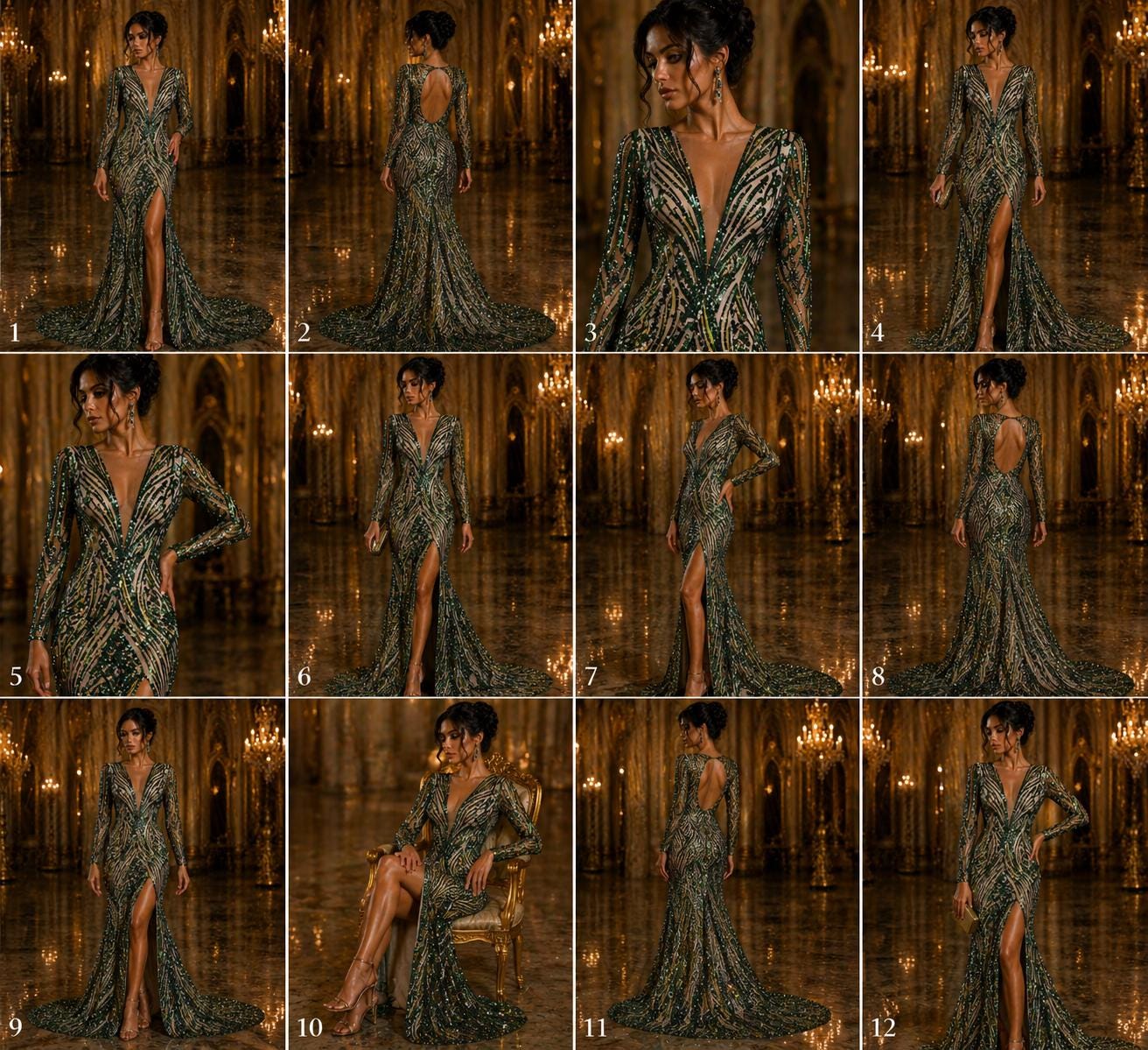 Luxury Shiny Sequin 4-Way Stretch Mesh Fabric – Prom & Evening Dress Material By The Yard. Hunter