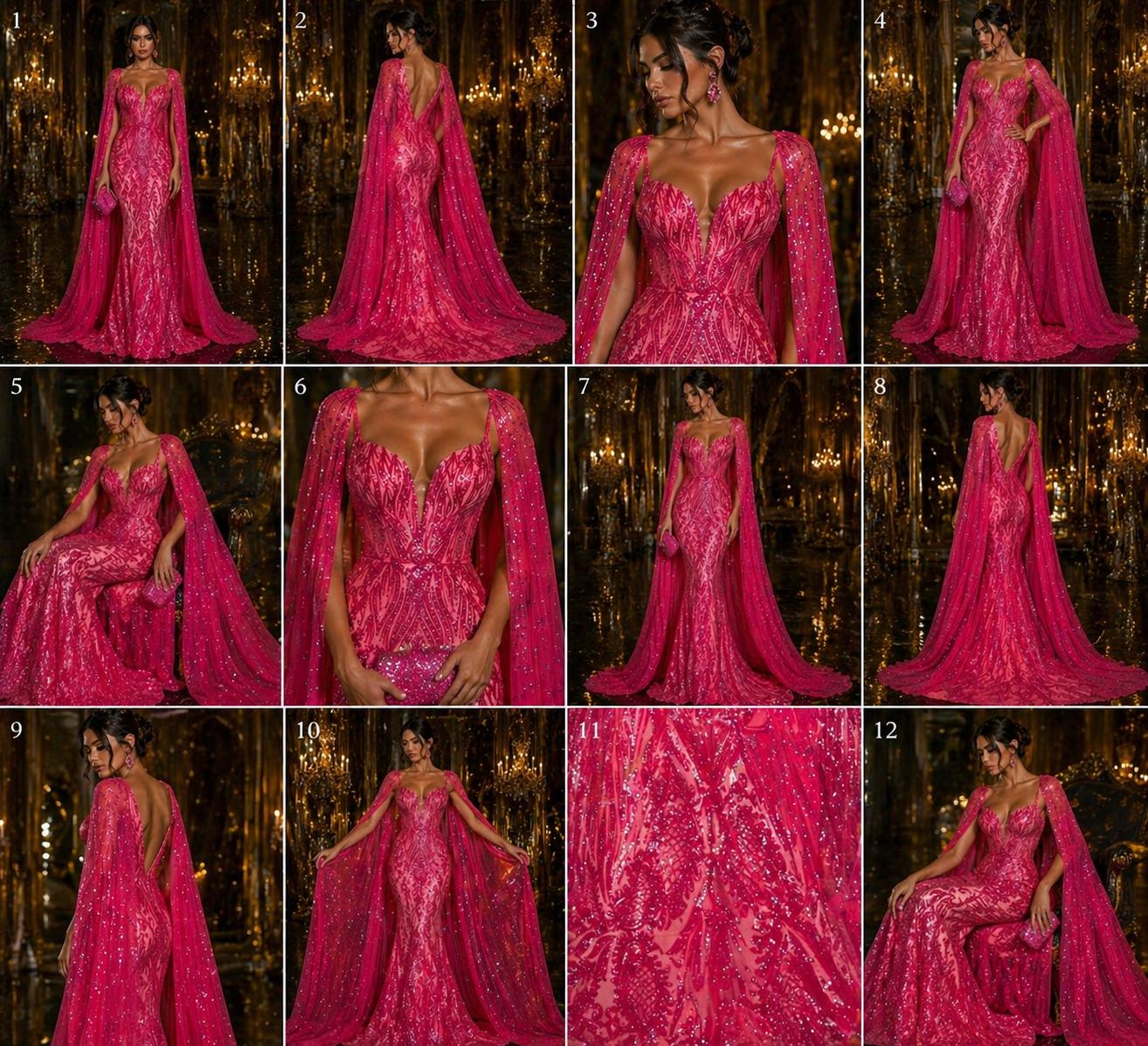 HOT PINK - Luxury Shiny Sequin 4-Way Stretch Mesh Fabric – Prom & Evening Dress Material By The Yard.