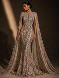 ROSE GOLD - Luxury Shiny Sequin 4-Way Stretch Mesh Fabric – Prom & Evening Dress Material By The Yard.