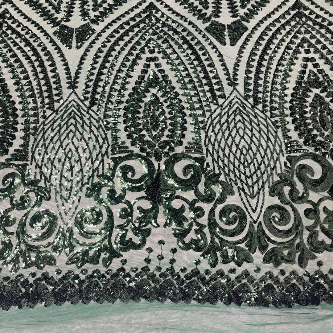 Geometric Design Luxury Shiny Sequin - HUNTER - 4 Way Stretch Mesh Fabric – Prom & Evening Dress Material By The Yard.
