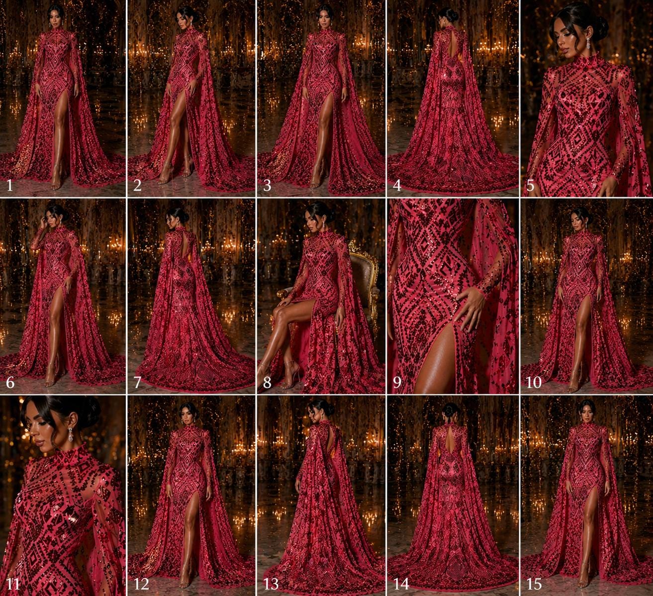 Geometric Design Luxury Shiny Sequin - BURGUNDY - 4 Way Stretch Mesh Fabric – Prom & Evening Dress Material By The Yard.
