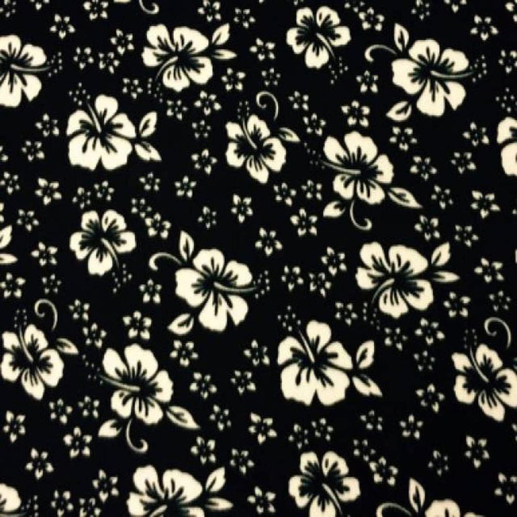 Hawaiian Print - Anti Pill Theme Fleece Fabric, 60” Inches Wide – Sold By The Yard Black