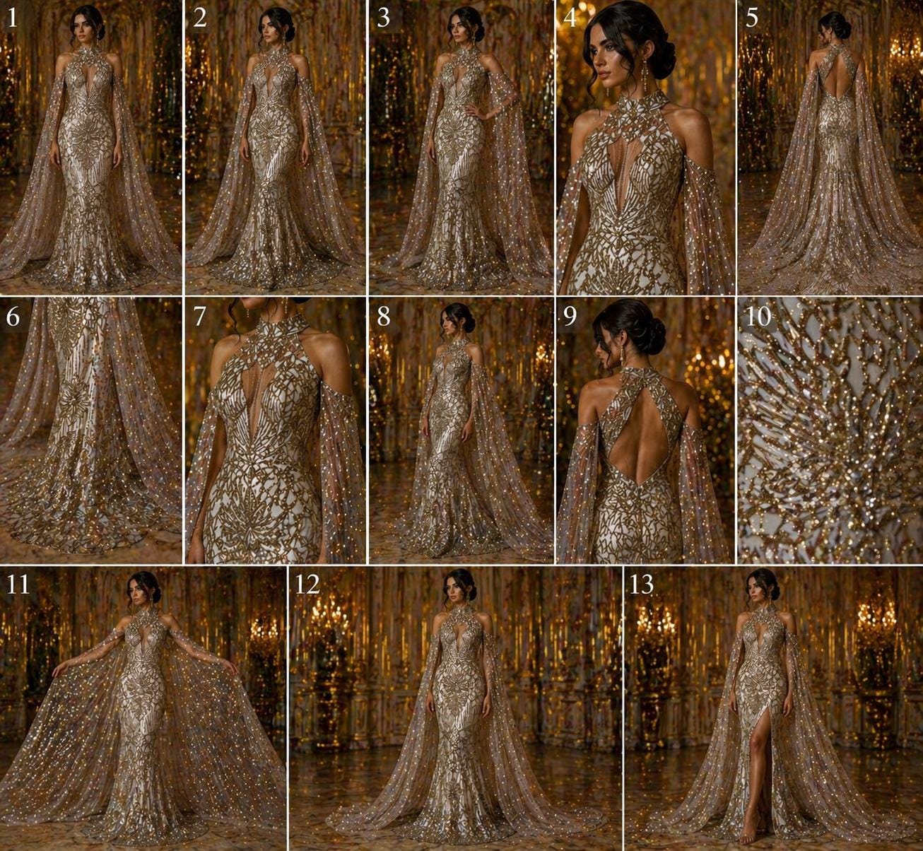 Glossy Design Luxury Shiny Sequin - GOLD - 4 Way Stretch Mesh Fabric – Prom & Evening Dress Material By The Yard.