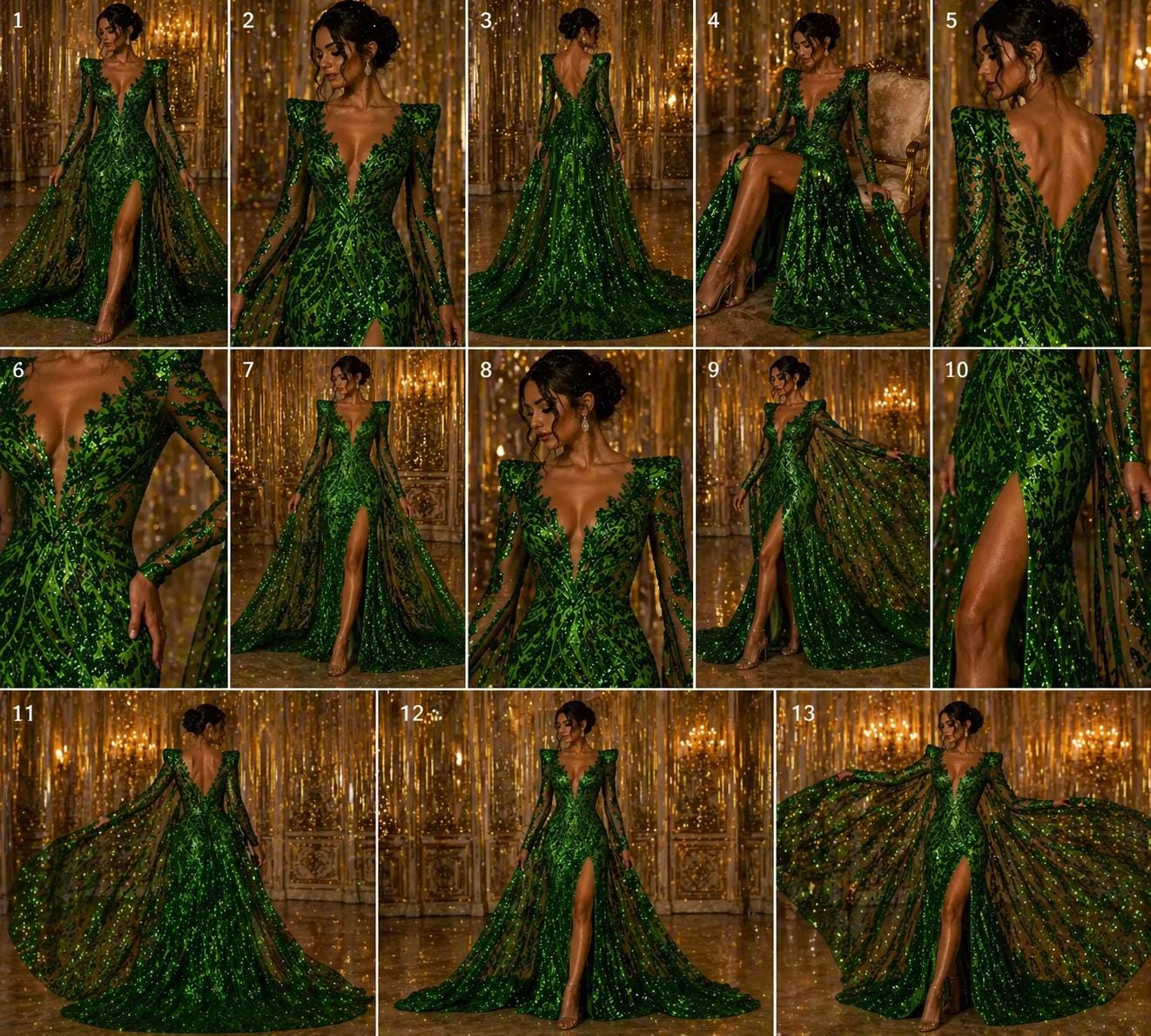 Green - Marvelous Luxury Shiny Sequin 4-Way Stretch Mesh Fabric – Prom & Evening Dress Material By The Yard.