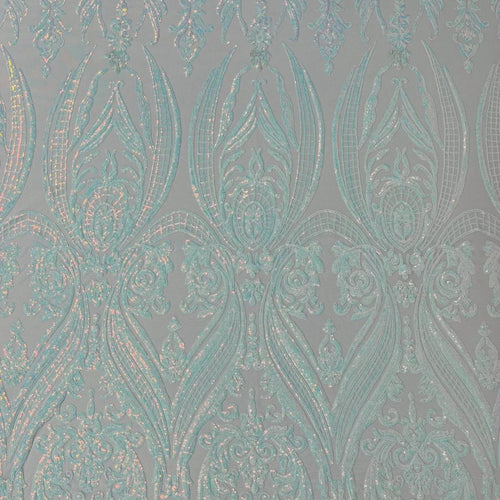 Aqua Clear Iridescent - Marvelous Luxury Shiny Sequin 4-Way Stretch  Mesh Fabric – Prom & Evening Dress Material By The Yard.