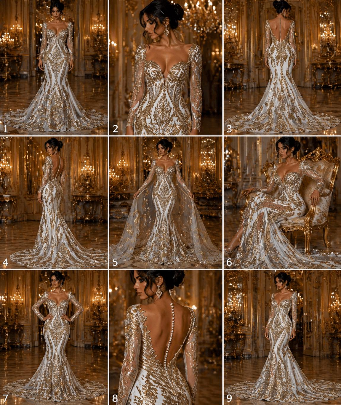 Gold - Marvelous Luxury Shiny Sequin 4-Way Stretch Mesh Fabric – Prom & Evening Dress Material By The Yard.