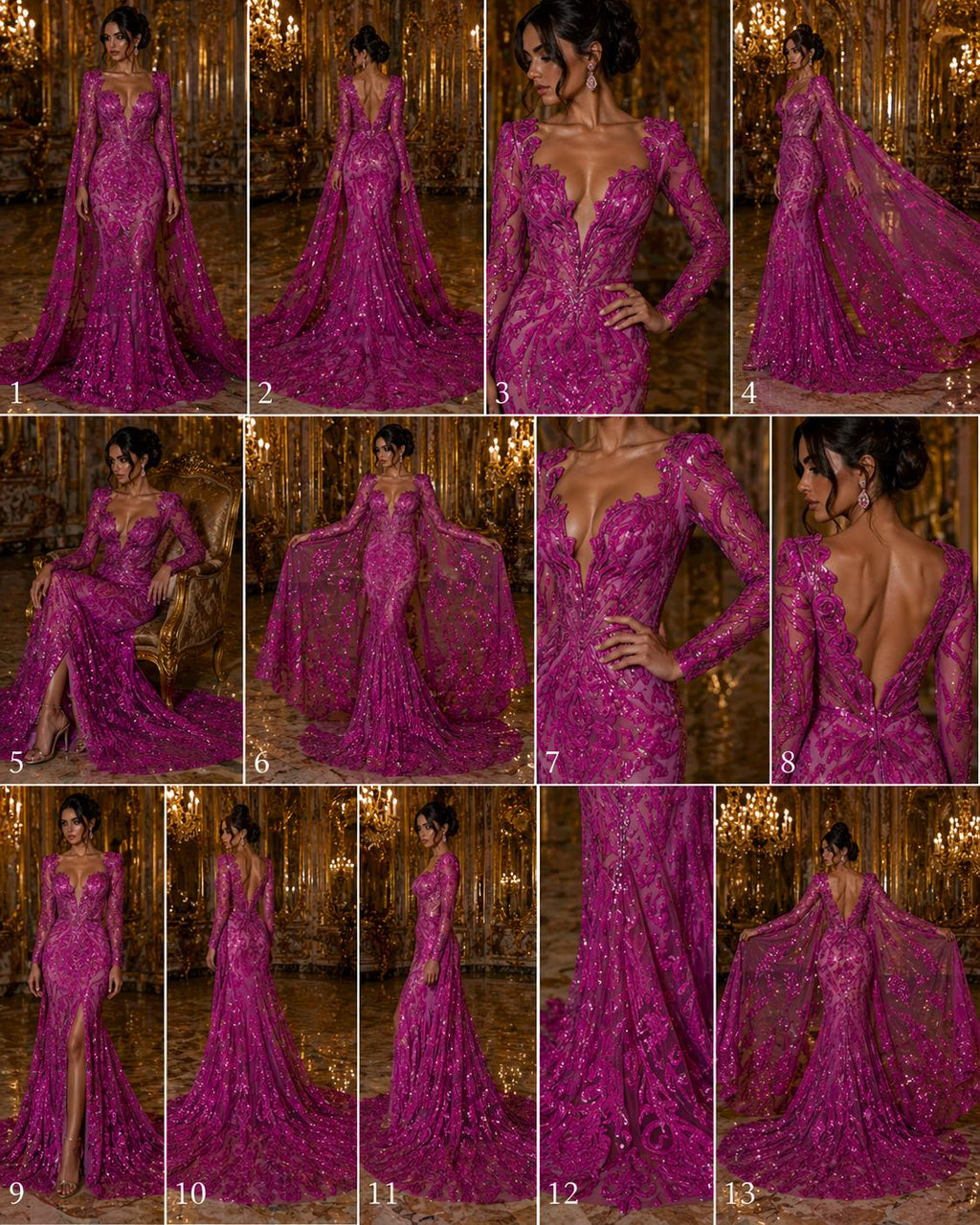 Magenta - Marvelous Luxury Shiny Sequin 4-Way Stretch Mesh Fabric – Prom & Evening Dress Material By The Yard.