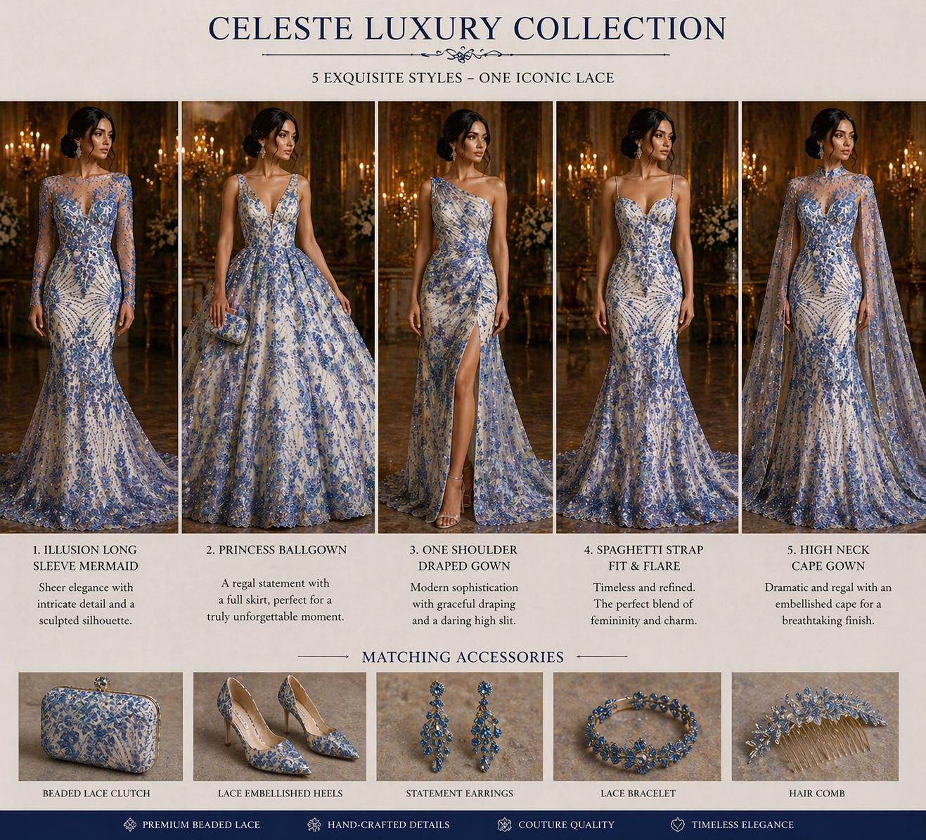 Luxury Lace - Celeste - 3D Beaded Design with Embroidered Sequins and Beads On a Mesh Lace Fabric for Prom Dress By The Yard