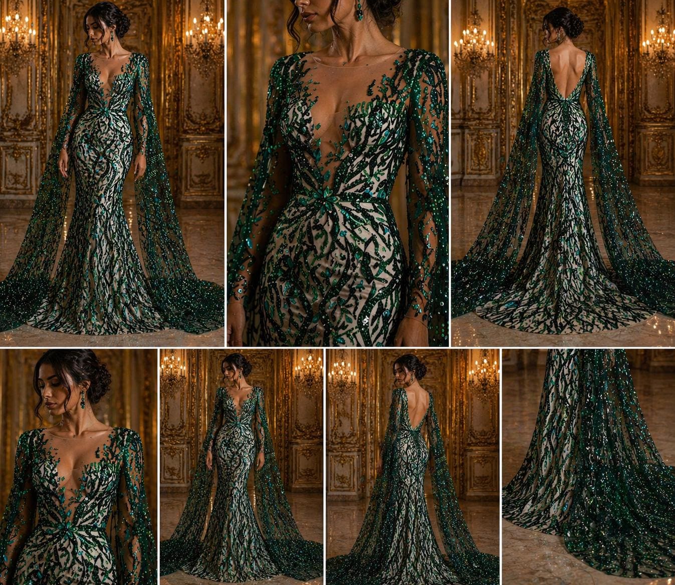 Luxurious Design Lace - Hunter - 3D Beaded Design with Embroidered Sequins and Beads On a Mesh Lace Fabric for Prom Dress By The Yard