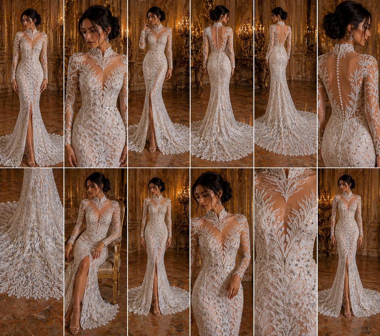 Luxurious Feather Designs Lace - White - Beaded & Embroidered Sequins and Beads On Mesh Lace Fabric for Prom Dress. Sold By 3 Feathers