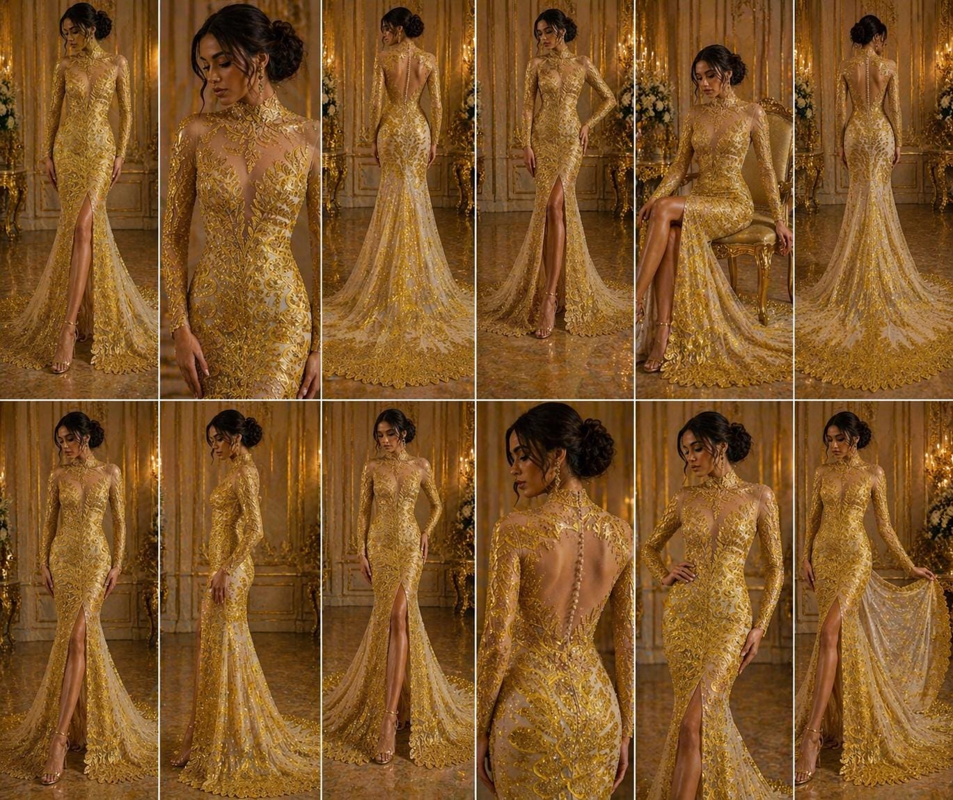 Luxurious Feather Designs Lace - Yellow - Beaded & Embroidered Sequins and Beads On Mesh Lace Fabric for Prom Dress. Sold By 3 Feathers