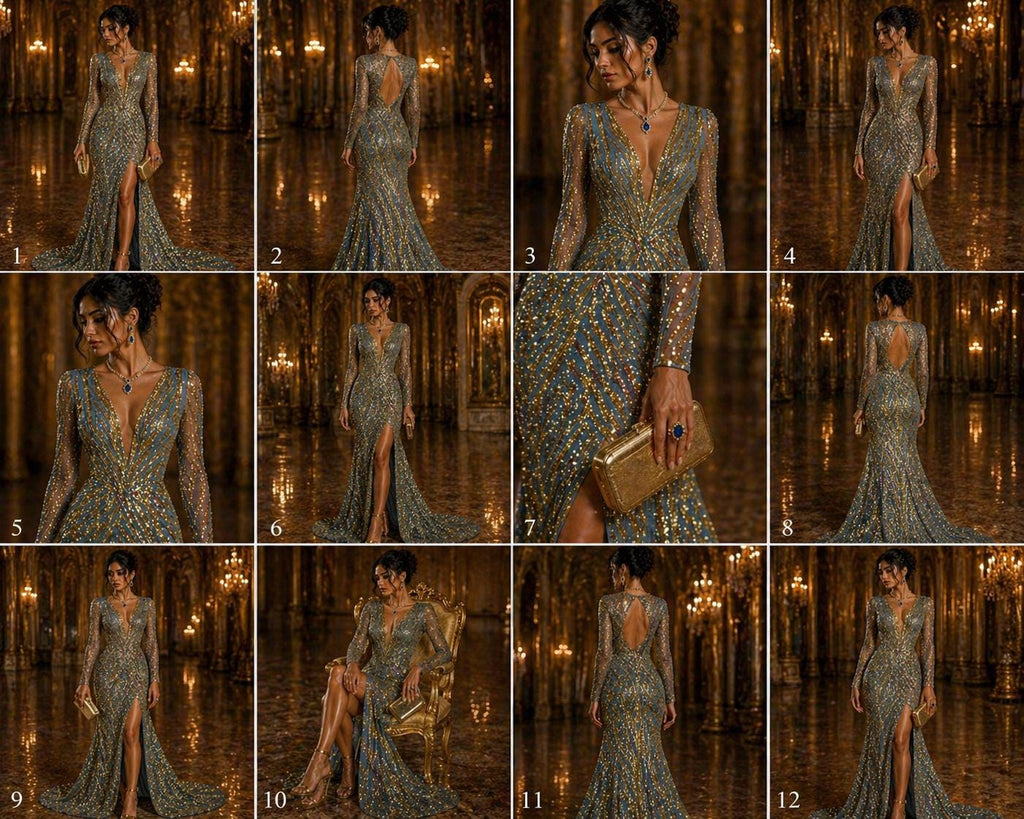 Luxury Shiny Sequin 4-Way Stretch Mesh Fabric – Prom & Evening Dress Material By The Yard. Black/Gold
