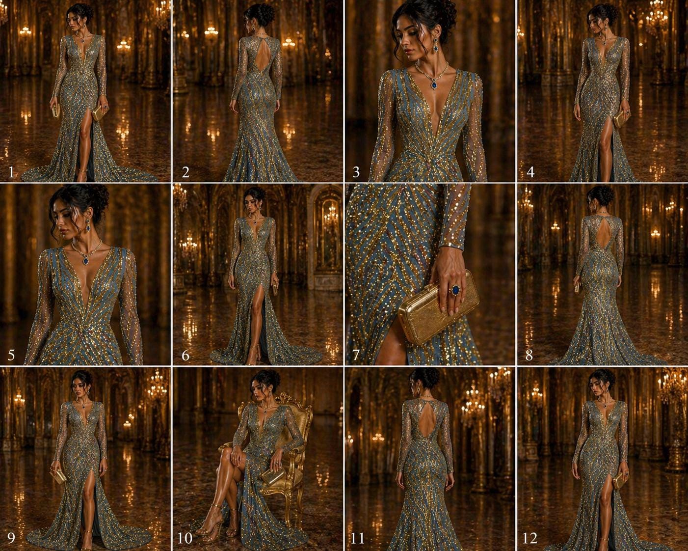 Luxury Shiny Sequin 4-Way Stretch Mesh Fabric – Prom & Evening Dress Material By The Yard. Black/Gold