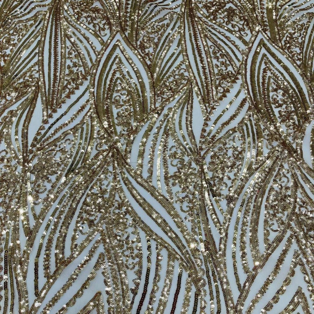 Luxury Shiny Sequin 4-Way Stretch Mesh Fabric – Prom & Evening Dress Material By The Yard. Gold