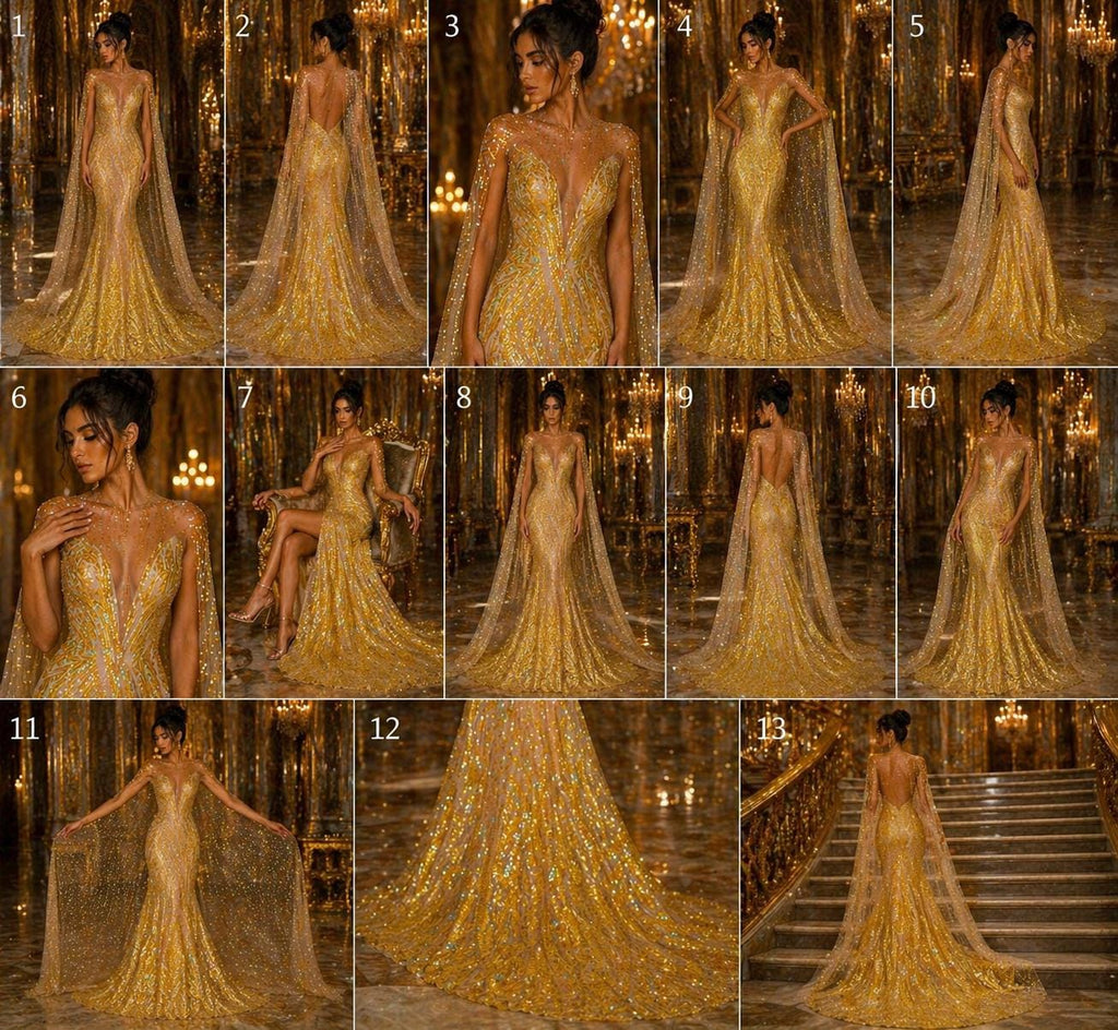 YELLOW - Luxury Iridescent Shiny Sequin 4-Way Stretch Mesh Fabric – Prom & Evening Dress Material By The Yard.