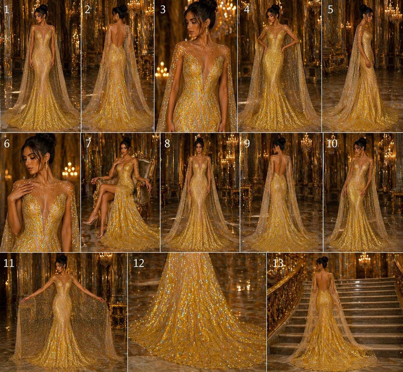 YELLOW - Luxury Iridescent Shiny Sequin 4-Way Stretch Mesh Fabric – Prom & Evening Dress Material By The Yard.