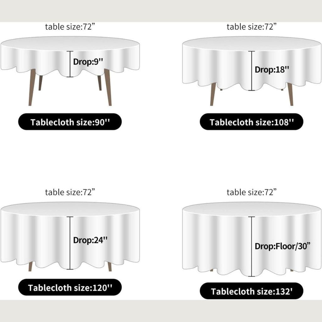 ROYAL - 120" Round Polyester Poplin Washable Tablecloth, Stain Wrinkle Resistant Table Cover - Fabric Table Cloth Dinning, Kitchen, Party