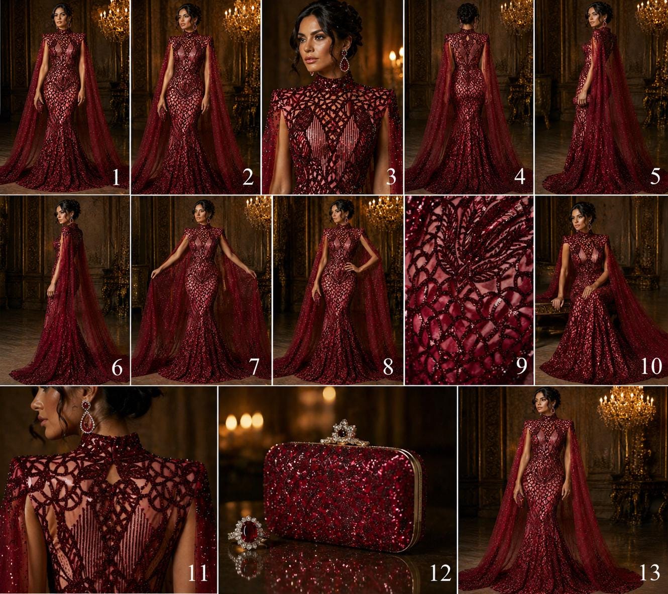 Glossy Design Luxury Shiny Sequin - BURGUNDY - 4 Way Stretch Mesh Fabric – Prom & Evening Dress Material By The Yard.