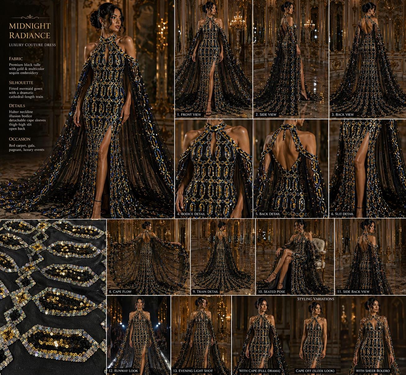 Jewel Design Iridescent Luxury Multi Color Sequin - Olive/Silver - 4 Way Stretch Mesh Fabric – Prom & Evening Dress Material By The Yard.