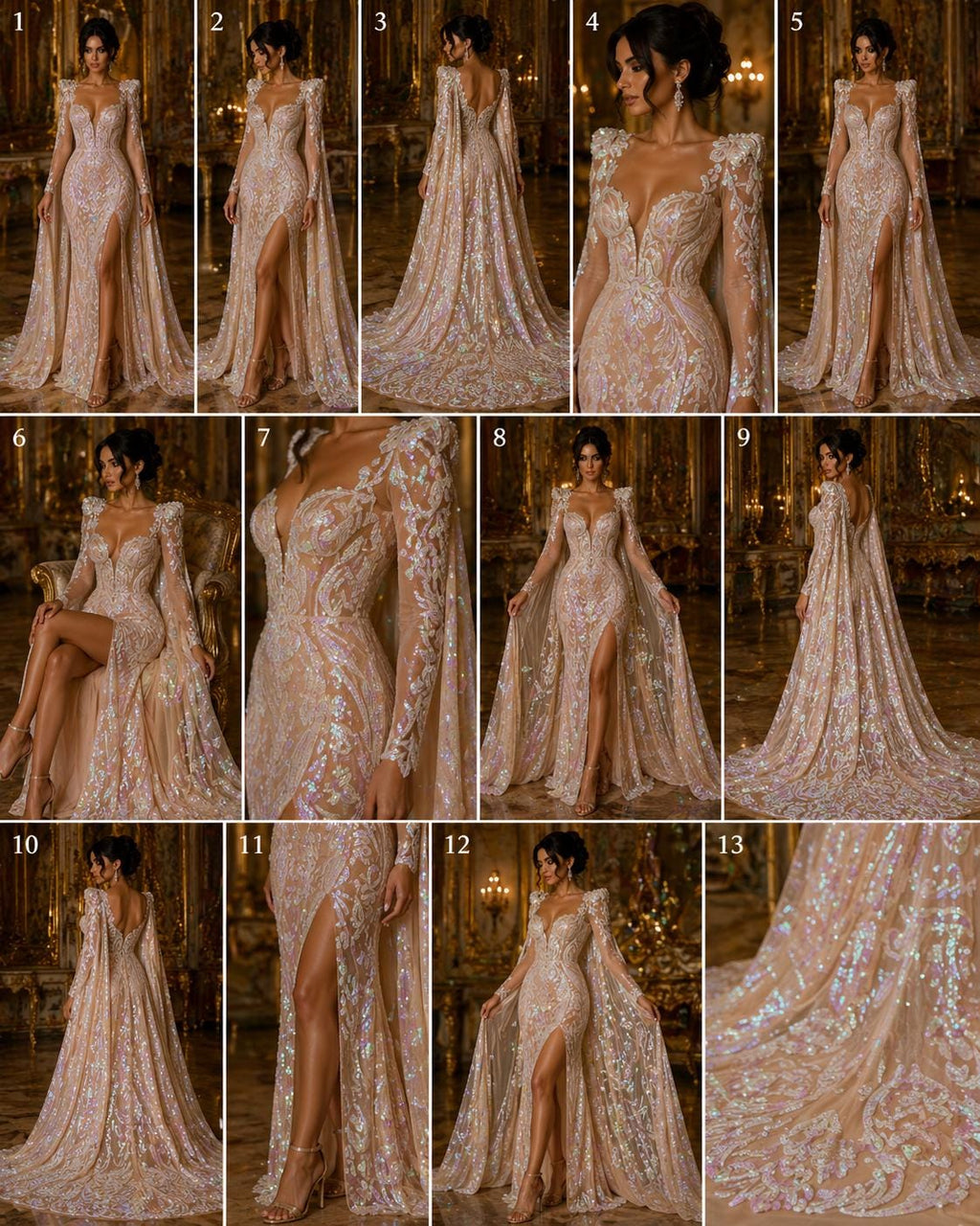 Blush Iridescent - Marvelous Luxury Shiny Sequin 4-Way Stretch Mesh Fabric – Prom & Evening Dress Material By The Yard.