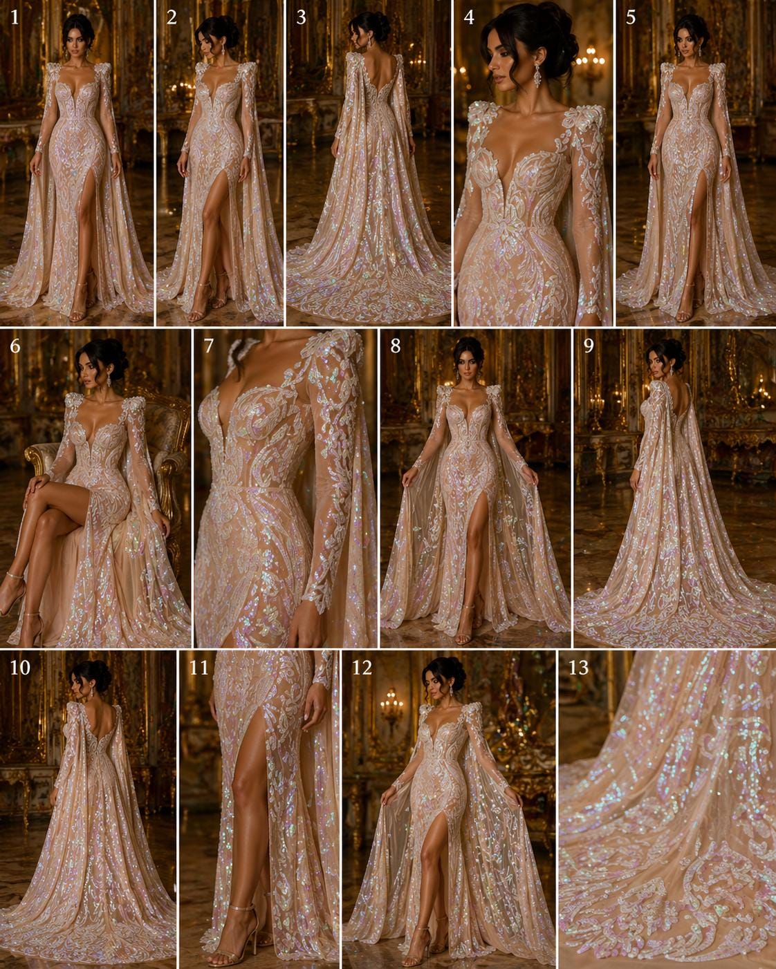 Blush Iridescent - Marvelous Luxury Shiny Sequin 4-Way Stretch Mesh Fabric – Prom & Evening Dress Material By The Yard.