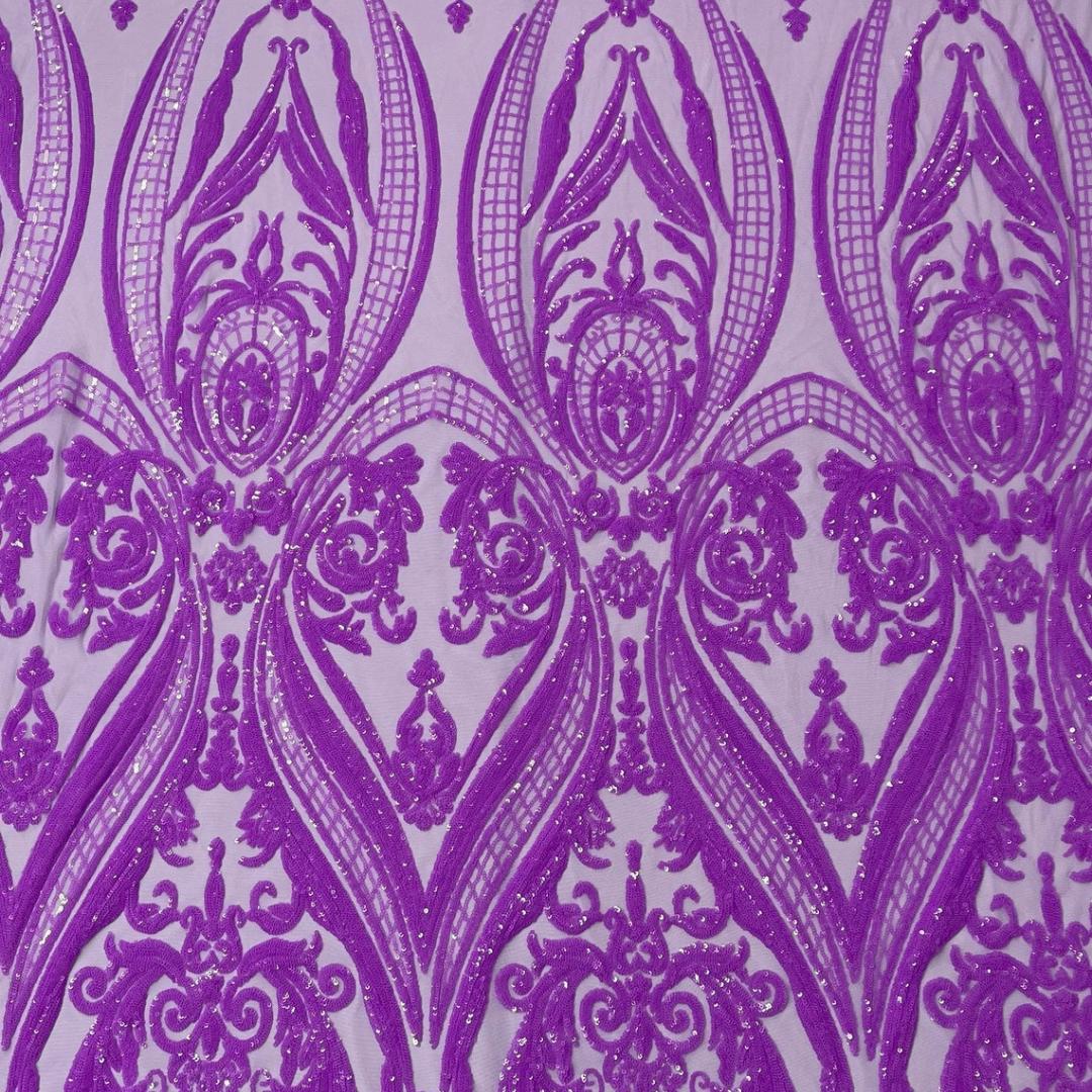 Orchid Lilac - Marvelous Luxury Shiny Sequin 4-Way Stretch Mesh Fabric – Prom & Evening Dress Material By The Yard.