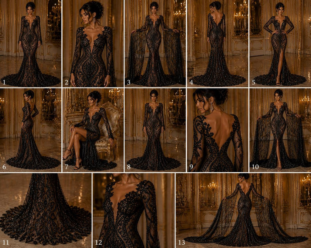 Black - Marvelous Luxury Shiny Sequin 4-Way Stretch Mesh Fabric – Prom & Evening Dress Material By The Yard.