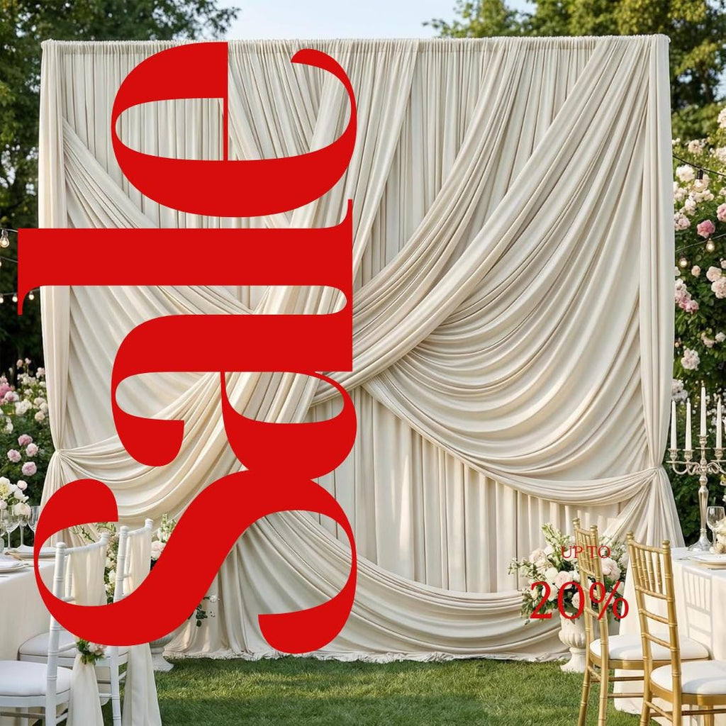 10Ft x 12Ft - CREAM - Wrinkle Free Backdrop Curtains for Parties  - 2 Panels 5x12ft Interlock Backdrop for Weddings Birthday Party Curtains