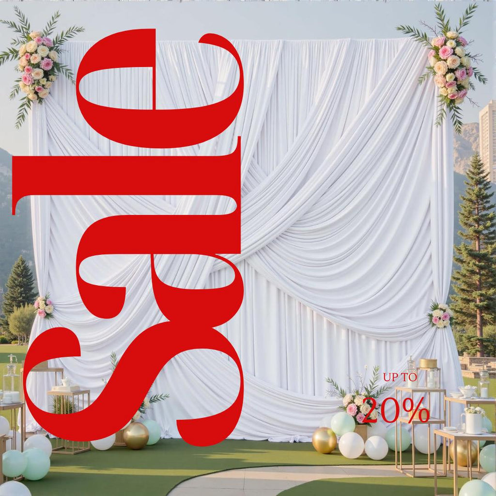 10Ft x 12Ft - WHITE - Wrinkle Free Backdrop Curtains for Parties  2 Panels 5x12ft Interlock Backdrop for Weddings Birthday Party Curtains