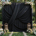 10Ft x 12Ft - BLACK - Wrinkle Free Backdrop Curtains for Parties  2 Panels 5x12ft Interlock Backdrop for Weddings Birthday Party Curtains