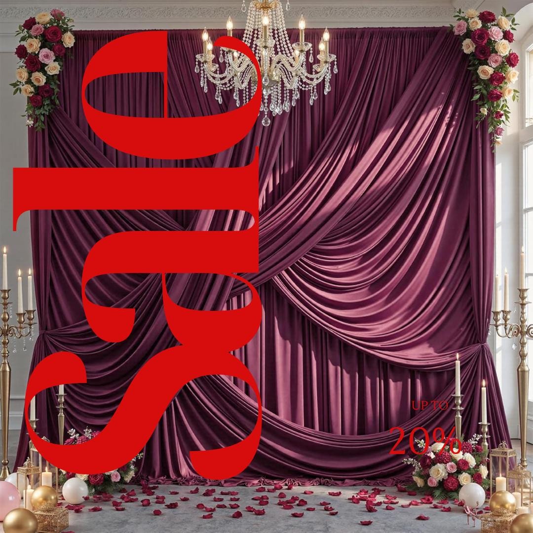 10Ft x 12Ft - BURGUNDY - Wrinkle Free Backdrop Curtains for Parties  2 Panels 5x12ft Interlock Backdrop for Weddings Birthday Party Curtains